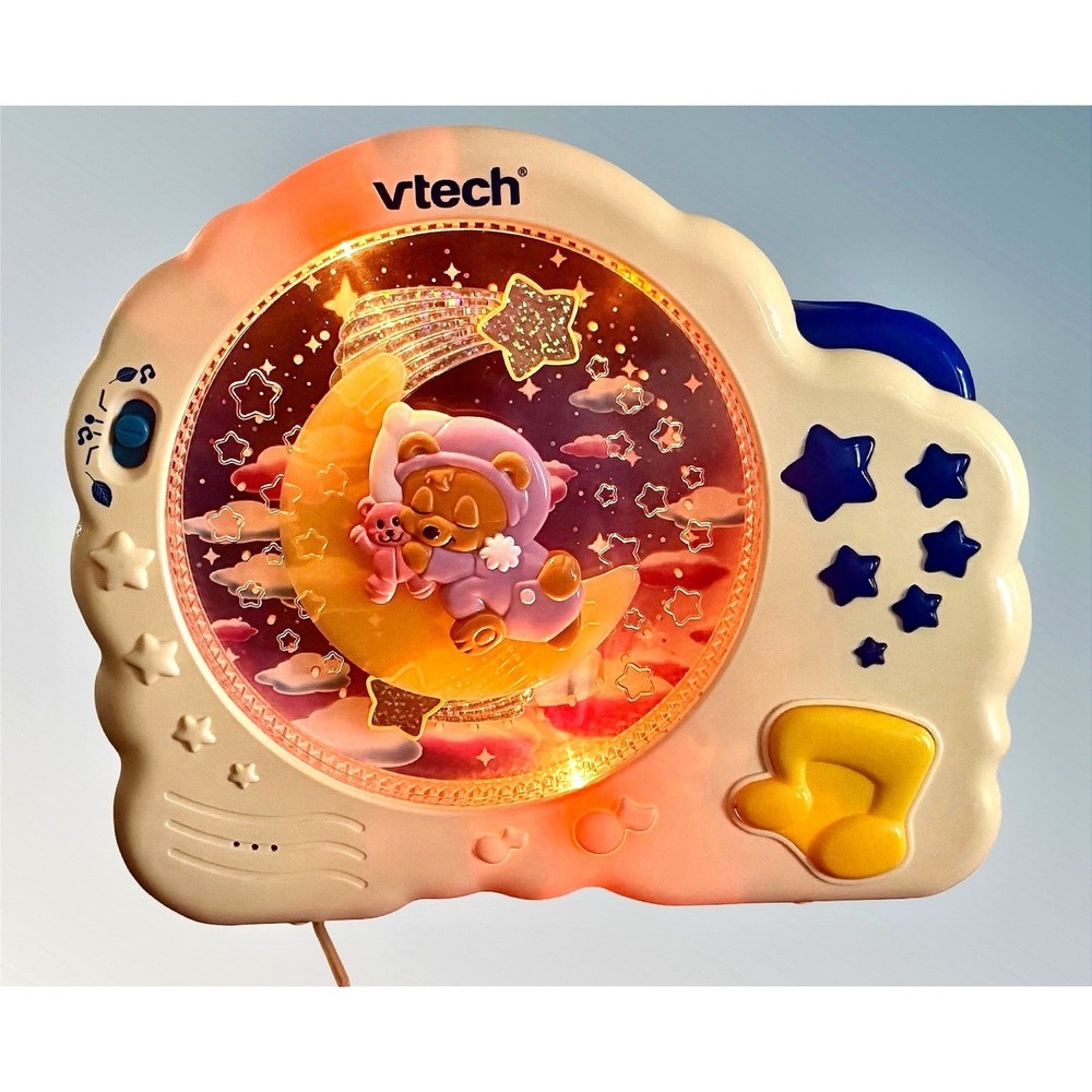 Vtech Lullaby Bear Soother Music Light Projector Nite Nature Beige & Yellow Y2K